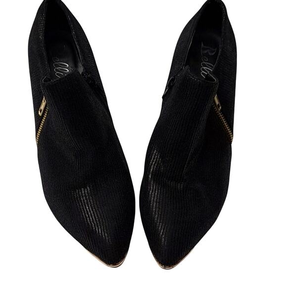 BELLINI Black Textured Booties – Size 11 W – 3.5" Heel – Gold Zipper - Picture 2 of 8
